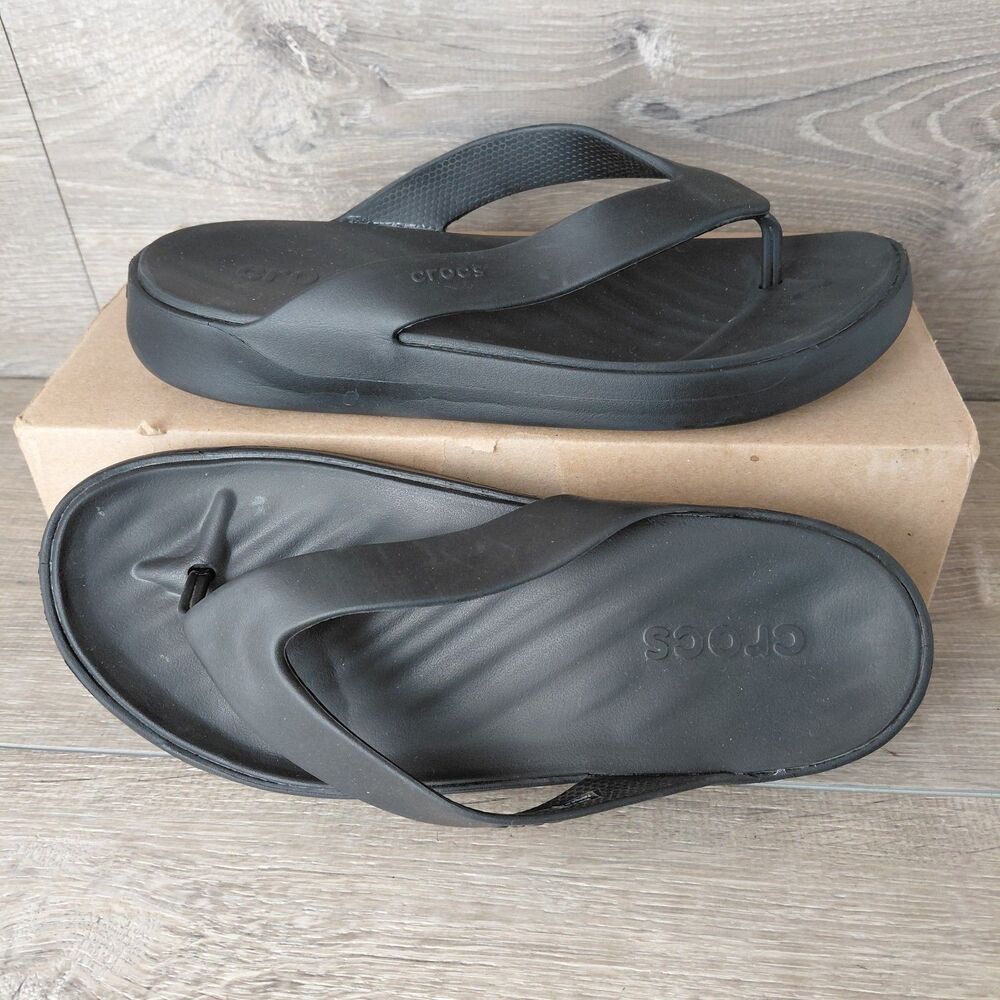 Crocs Women Black Getaway Platform Flip Flop Sandal Size 8 Vacation Beach Resort